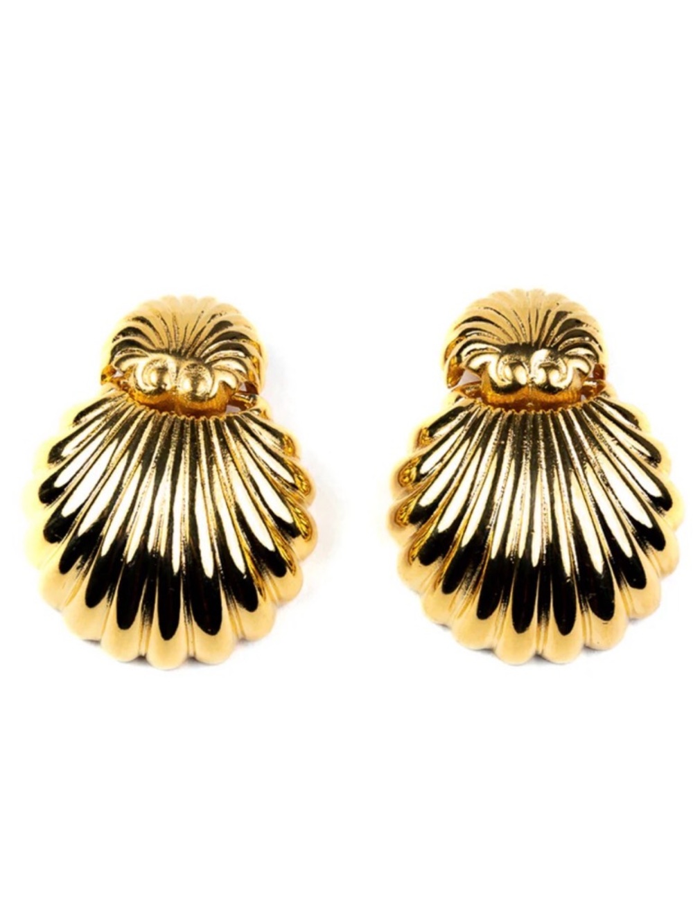 KENNETH JAY LANE GOLD SEASHELL CLIP EARRINGS